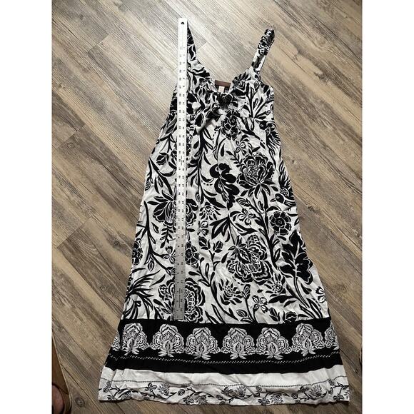 Knox Rose Sundress Fit Flare Adjustable Straps Black White Floral Smocked XS - Picture 2 of 10